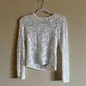 Hollister New with Tags White long Sleeve Floral Lace Shirt